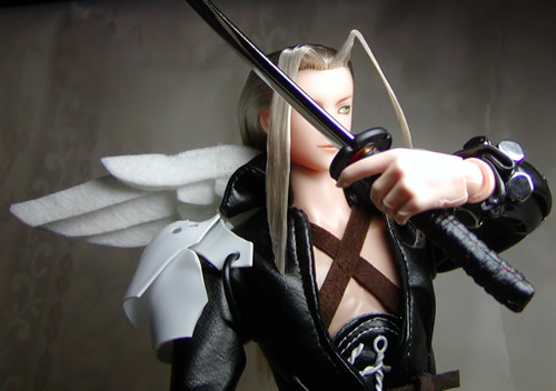 セフィロス　黒コート　刀　表情