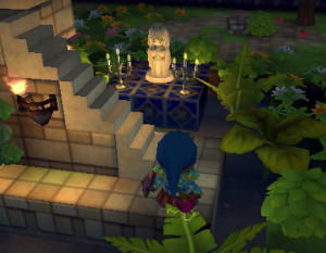 池のほとりの女神像